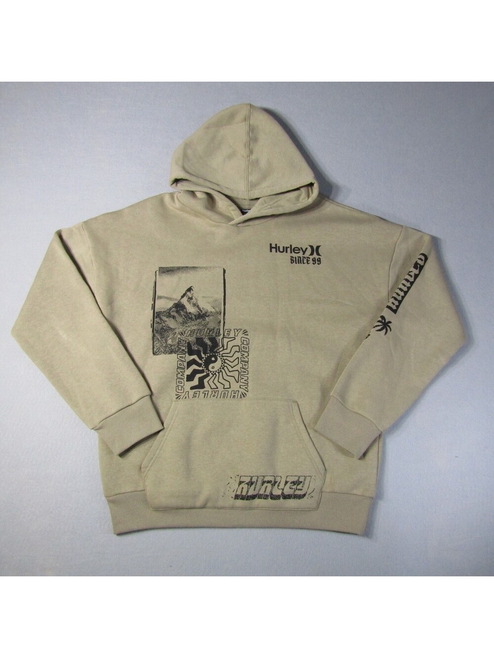 NWT Hurley Oversized Graphic Pullover Hoodie Boy's XL Brown